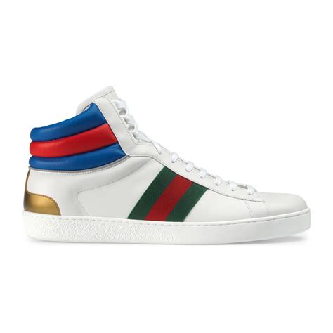 gucci ace leather sneaker white adult men's|Gucci ace high top sneakers.